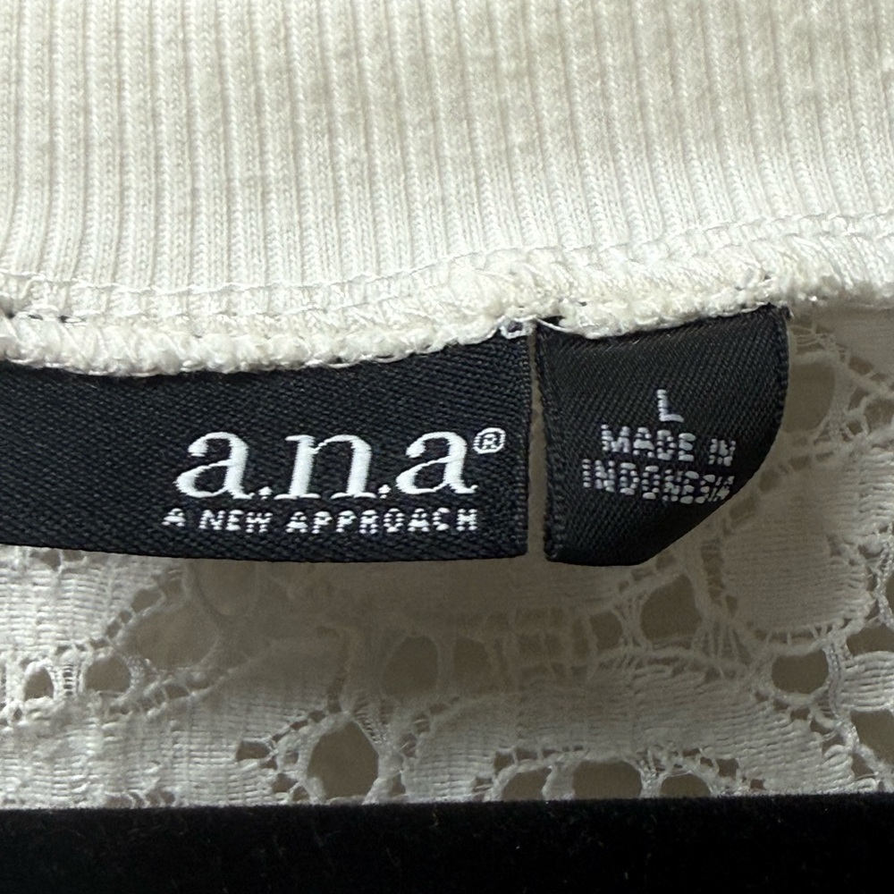 a.n.a Lace Yoke Pink Stripe 3/4 Sleeve Top L - Picture 4 of 7